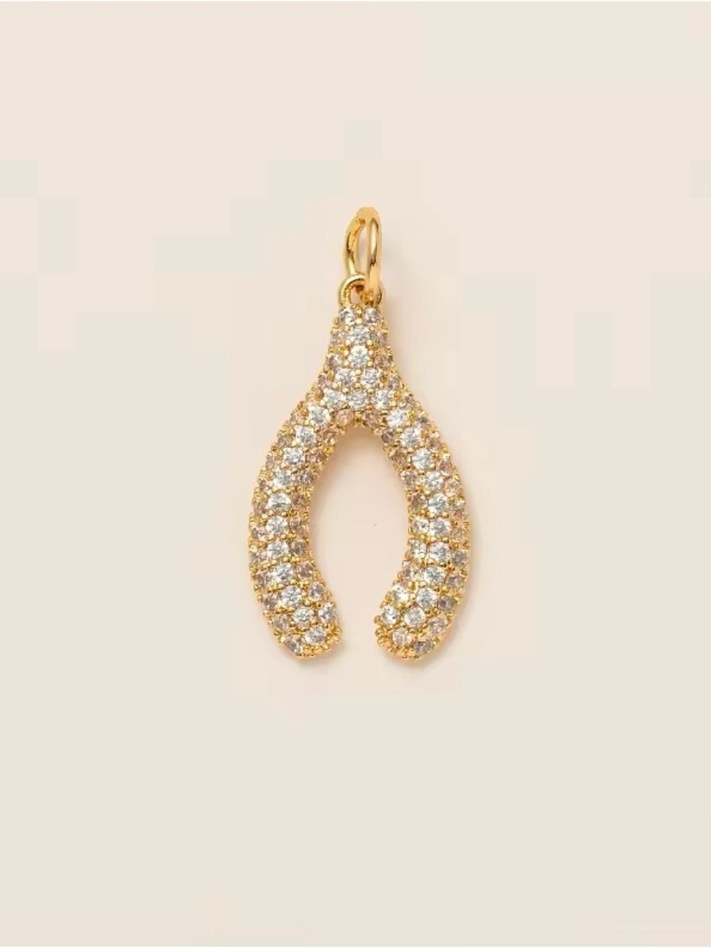 18k Gold Plated Crystal Wishbone Pendant Necklace Charm